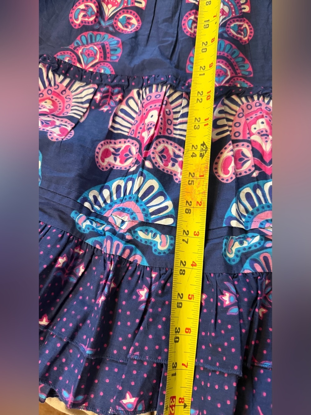 Caroline Constas Navy Dress with Pink & Teal Motif - Picture 7 of 9